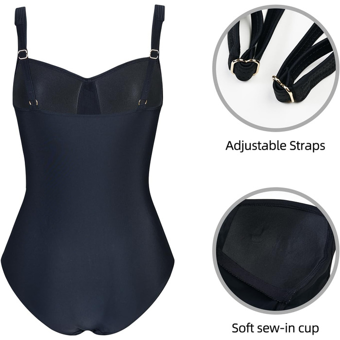 Чорний купальник для жінок з високою талією, push-up, великі розміри, модель monokini з рюшами, витончений дизайн