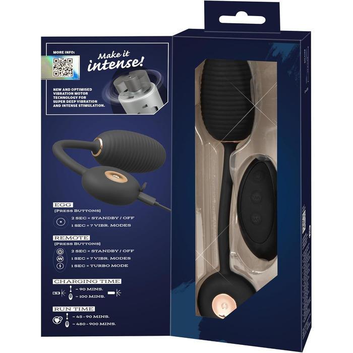 Вібратор для вагіни Intense Rabbit Schwarz, 4,3 см (Яйце-вібратор)