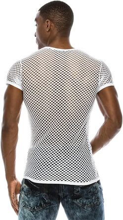 Чоловіча сітчаста футболка з прозорим дизайном, сексуальна сорочка для нічного клубу, стильна футболка в стилі стрітвір