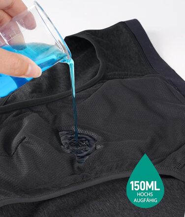 Труси для чоловіків BEENIUBEE від нетримання, 3 шт., бавовна, вбудований всмоктуючий шар 150 мл, багаторазові, витривалі, чорний, L