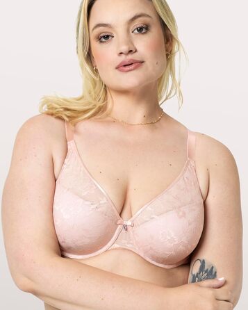 Трусики-бра бюстгальтер Curvy Couture з мереживом та глибоким вирізом, 80E, Червона роза