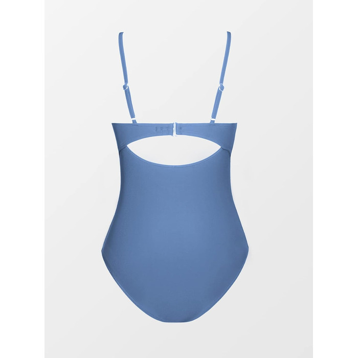 Купальник CUPSHE з V-подібним вирізом, ефект зав'язування, корегуючий, з декоративними вставками, суцільний, синій