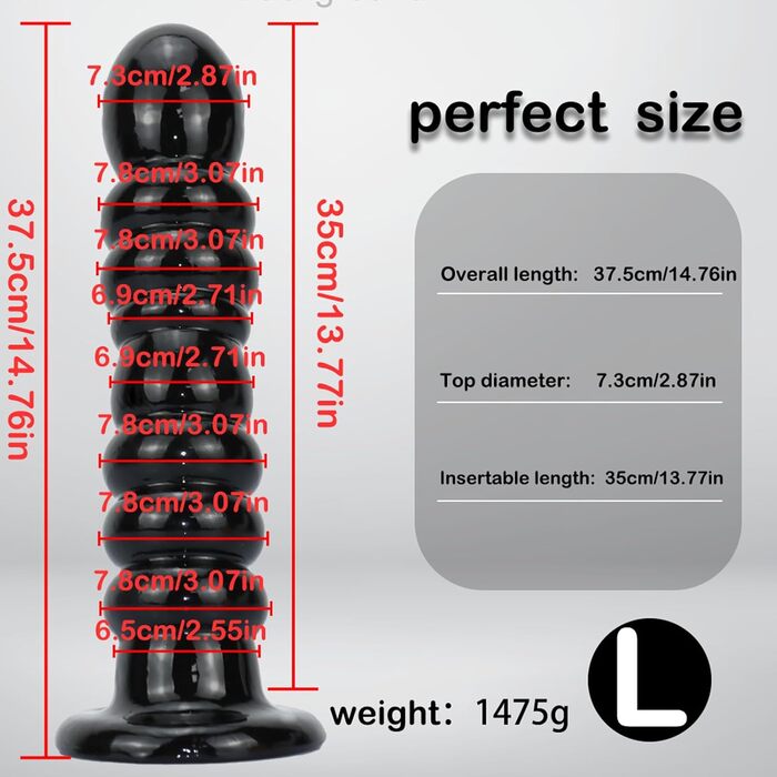 Анальний масажер Yasexx Giant Thread - великий анальний плаг з присоскою, стимулятор G-точки та простати, для чоловіків та жінок (L)