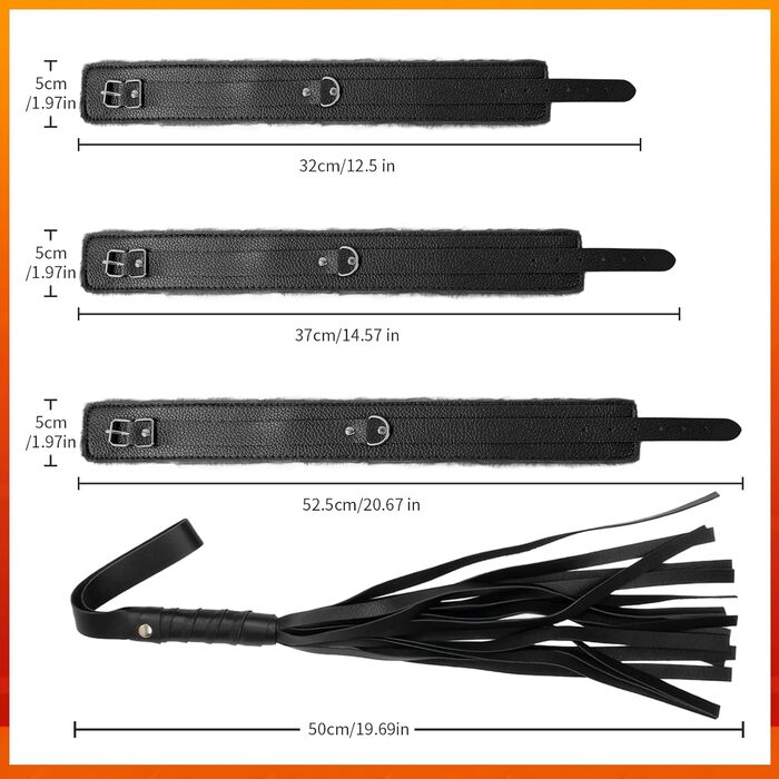 Набір для БДСМ: шкіряне спорядження для фетишу, обмеження, спотикання, з наручниками та маскою для очей (17 предметів, чорний)