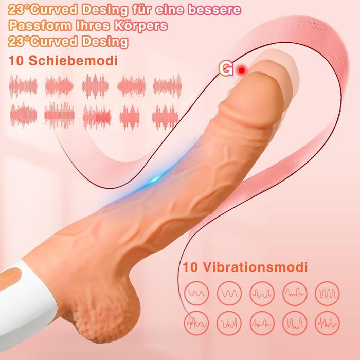 Реалістичний вібратор-дзідло Sexmaschine з функцією імпульсу, анальні вібратори, 10 режимів вібрації, телескопічний дизайн, силіконовий вібратор з пультом дистанційного керування, стимуляція G-точки та клітора, потужний присосок для неї та нього, xxl