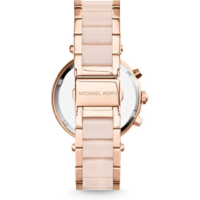 Жіночий годинник Michael Kors Parker кварцовий хронограф, сталевий ремінець, 39 мм, колір рожеве золото та світло-рожевий