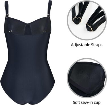 Чорний купальник для жінок з високою талією, push-up, великі розміри, модель monokini з рюшами, витончений дизайн