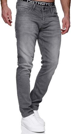 Чоловічі джинси MERISH Slim Fit з ефектом стрейч, дизайнерські денімні штани, сірі (42W / 32L), модель 9148-2100