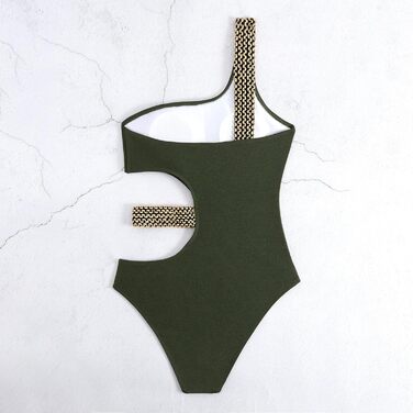 Купальник жіночий з вирізами Damen One Shoulder, чорний, з ефектом формування фігури, розмір L
