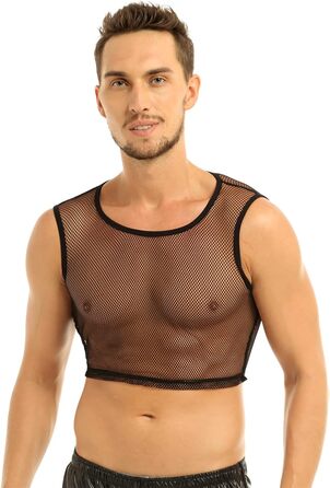 Чоловіча футболка з сітки, прозора, для клубу, червона (XL)