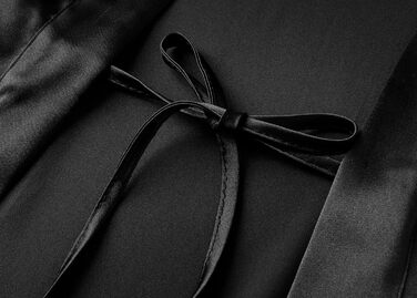 Шовковий халат-кімоно PRODESIGN для жінок, довгий, з поясом, однотонний, чорний. Легкий халат для дому та сну.