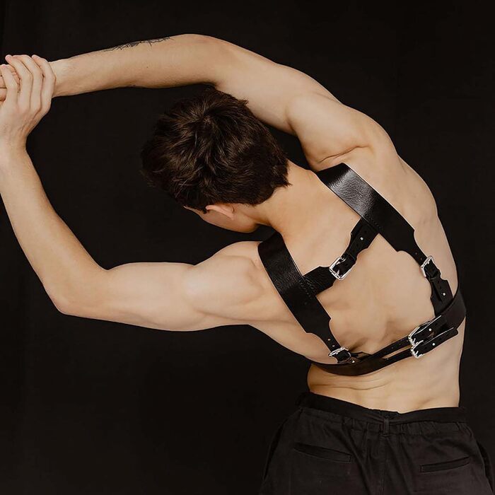 Чоловічий шкіряний нагрудник Yasexx - регульований корсет для ролевих ігор, БДСМ, фетиш, bondage, шкіряний костюм