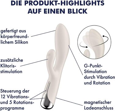 Satisfyer Spinning Rabbit – вібратор-зайчик | Стимуляція G-точки та клітора | Іграшка для дорослих з силікону | 12 вібрацій та 5 програм ротації | З кремом