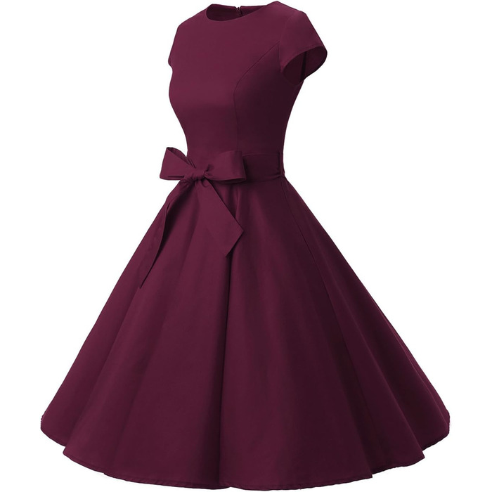 Сукня Dressystar вінтажна 50-х років з короткими рукавами в горошок, Burgundy XL