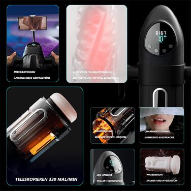 Електричний мастурбатор для чоловіків з телескопічною функцією та сукцією, 9 вібрацій. Іграшка для дорослих, для соло-використання