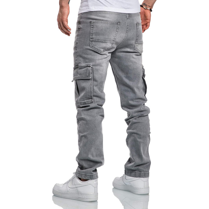 Чоловічі джинси-карго Amaci&Sons Regular Slim Denim з ефектом Destroyed, світло-сірі (40W / 30L)