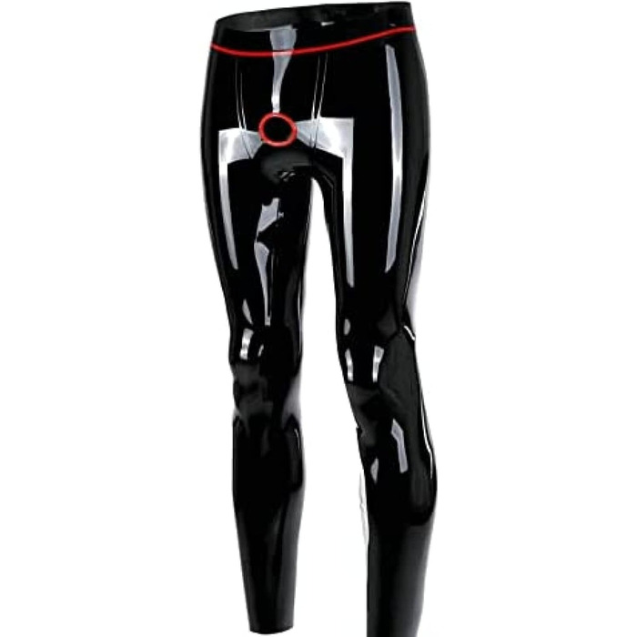 Чорні латексні легінси для чоловіків з відкритим кроком, ручної роботи, XL