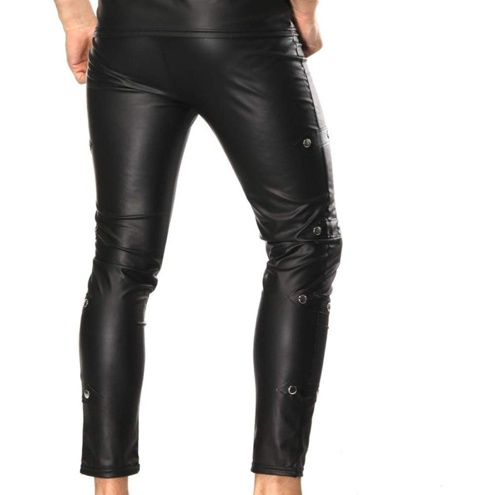 Чоловічі шкіряні штани Lederhosen Slim Fit, чорні - для костюмів та косплею
