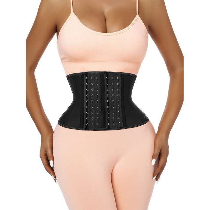 Корсет для фігури жіночий чорний з 9 сталевими кісточками (XL, 20.3 см торс, 9 сталевих кісточок)