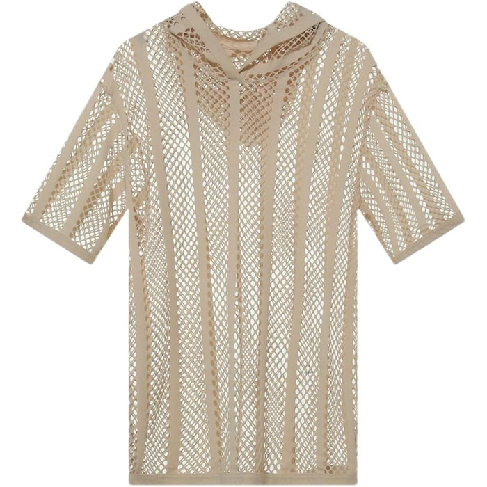 Чоловіча футболка з капюшоном Exy Meh ee Through, коротка, streetwear, чорна (XL, Бежева)