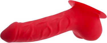 Латексний пеніс-чохол Carlos Schaftlänge 15см, червоний, з основою для приклеювання до латексу - реалістичний пеніс-чохол з великим мошонкою та виразною головкою, MADE IN GERMANY
