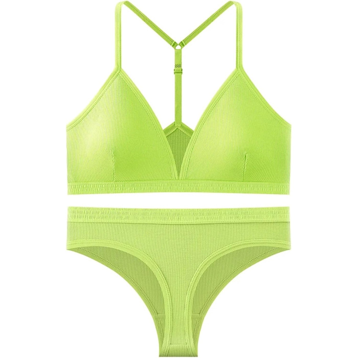 Сексуальний бралет з високою талією та трусиками для жінок, безшовна білизна, підтримуюча спортивна білизна, бюстгальтер-топ, XL, повна еластичність (L, Yingguanglv)