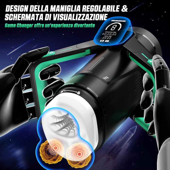 Інтимна іграшка для чоловіків Eanatoys Masturbieren з 9 вібраціями, телескопічною функцією та LCD-дисплеєм (зелена)