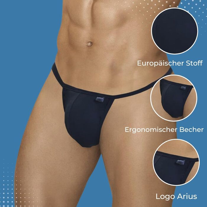 Танга чоловічі ARIUS бавовна чорні 3 шт. - чоловічі танга, сексуальні танга, стрінги M чорний