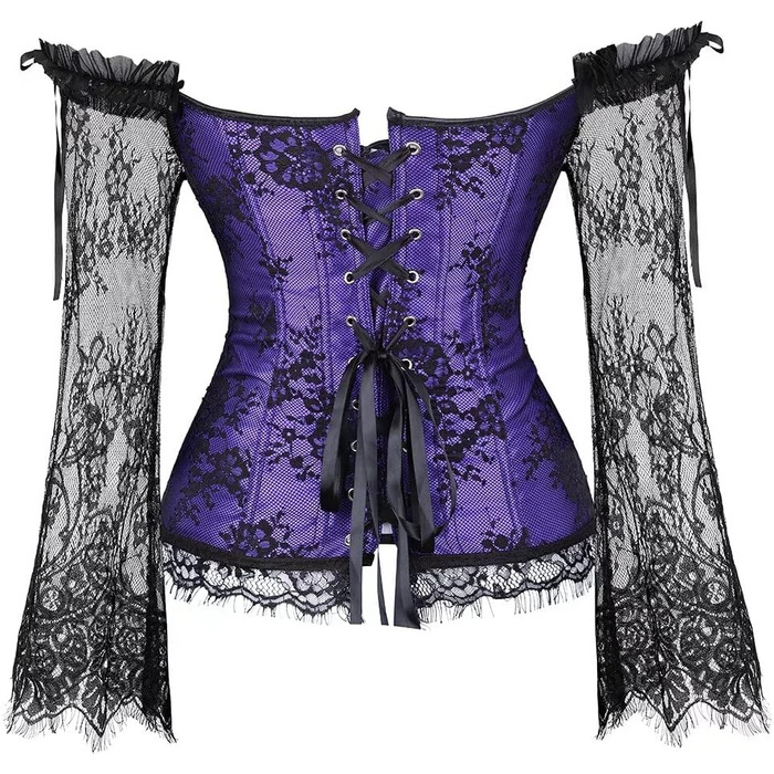 Корсет топ бюстєль жіночий оверсайз з атласу та квіткового мережива, шнурування, плюс розмір, білий 2550 (5XL, Puepel)