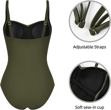 Світшот для плавання жіночий, корегуючий, суцільний, квадратний виріз, пуш-ап, купальник вінтажний, з рюшами, для схуднення, великі розміри, монокіні (46, о-зелений)