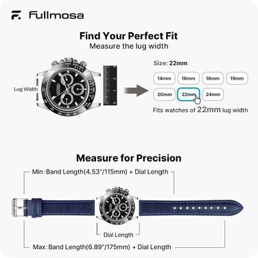 Шкіряний ремінець Fullmosa 22 мм для Samsung Galaxy Watch 46 мм, Galaxy Watch 3 45 мм, Gear S3 Frontier/Classic, синій градієнт, срібляста застібка