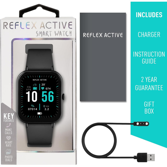 Смарт-годинник Reflex Active Series 17, дисплей 4,6 см, захист IP67, чорний ремінець