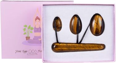 Набір каменів для вагінального тренування Кегель з рожевого кварцу та тигрового ока, рожевий кварц, тигровий камінь, вагінальне тренування, Кегель, жіноча гігієна