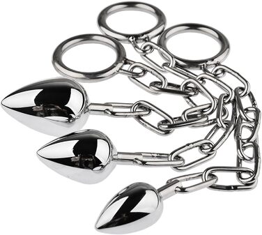 Анальні кульки та масажери для ануса з металу (3 шт.) - металевий анальний плаг, кільце для простати, масажер для чоловіків та жінок