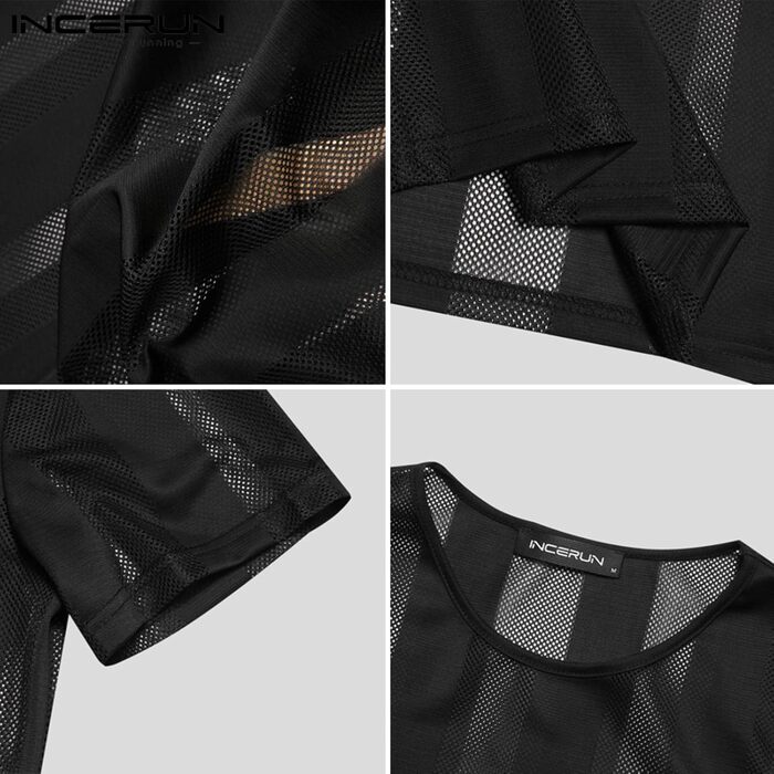 Чоловіча сорочка-футболка SUYGGCK на літо, прозора, сексуальна, для вечірок, повсякденний стиль, 3XL, чорна