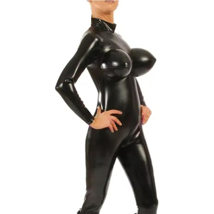Костюм косплей DDINGHOONQPODFR з латексних грудей для жінок, чорний, з блискавкою на спині