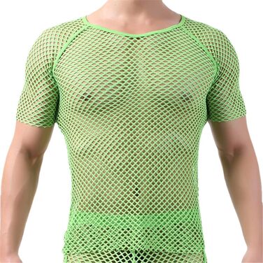 Чоловіча прозора футболка з сіткою, короткий рукав, для нічного клубу (L, Fa2101-888)