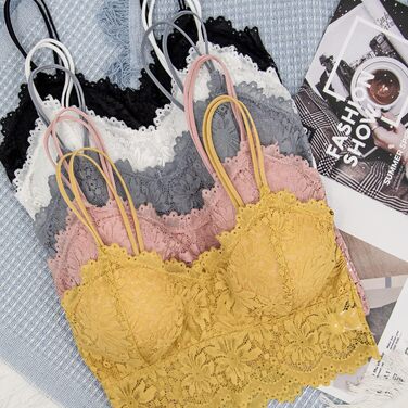 Трусики-бра бюстгальтери Duufin з мереживом, 5 шт., кольори: рожевий, сірий, чорний, бежевий, білий (S-M)