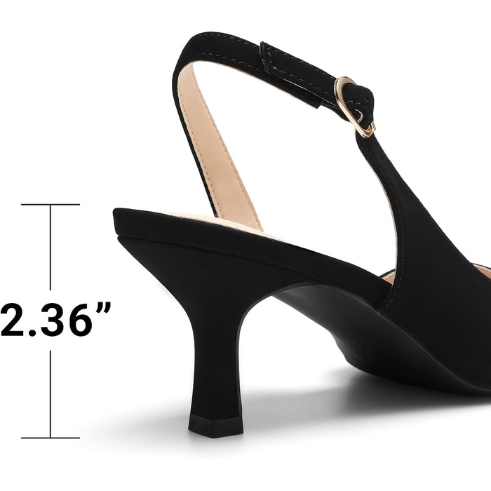 Жіночі туфлі-слингбеки Dream Pairs на низьких підборах, чорний нубук, розмір 39 EU