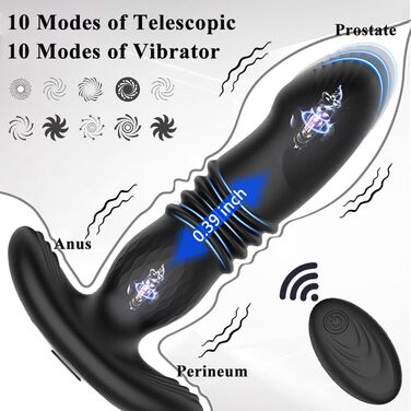 Аналізатор вібрацій YcsLust з функцією імпульсу, 10 режимів вібрації та 10 імпульсів, керування через додаток для чоловіків, секс-іграшка, анальний плагін для пар (керування через додаток)