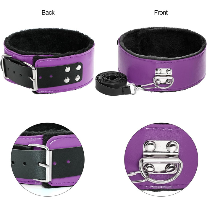 Набір для БДСМ зв'язування (12 предметів) - Fesselset Erotik SM. Зв'язки, наручники, кільця на щиколотки, анальний плаг, фіксатори для сосків, кульовий приглушник, перо-потівник, маска для очей, батіг, лопатка, бавовняний шнур (фіолетовий & чорний)