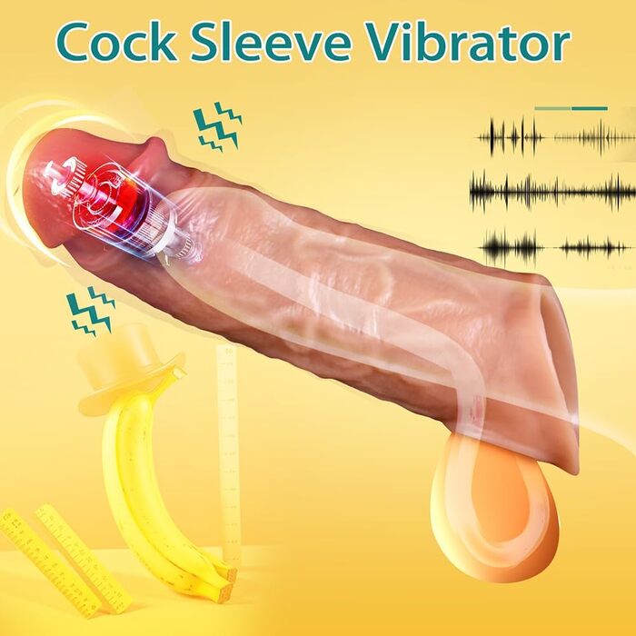 Вібратор для чоловіків, пеніс-манжета з 9 режимів вібрації, силіконовий, для пар, збільшення та подовження ефекту