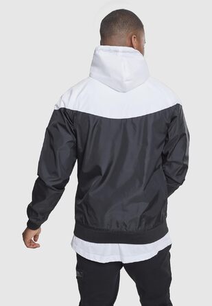 Чоловічий віндбрейкер Urban Classics Arrow Windrunner з капюшоном, демісезонна куртка з кольоровими блоками, чорно-біла, розмір M