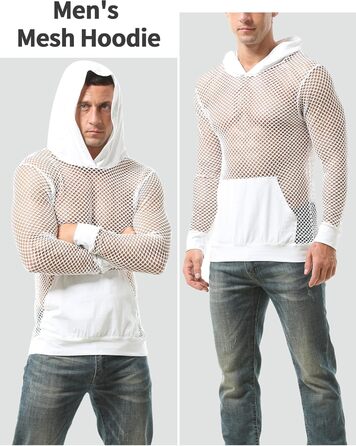 Чоловіча сітчаста сорочка AIEOE, прозора, для клубу, великий розмір XL, білий колір