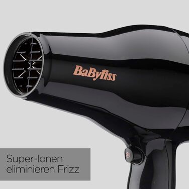 Професійний фен для волосся BaByliss Pro Power 2300W з іонізацією, AC-двигуном та антифриз-ефектом, чорний, D5245E EU