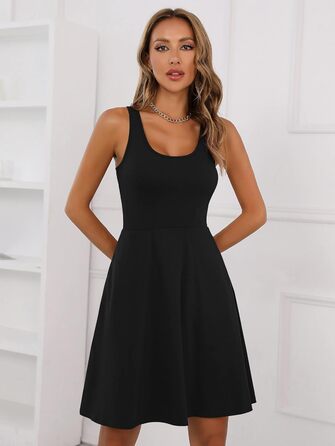 Сукня Missufe літня жіноча міні Rockabilly, чорна, коротка, на бретельках