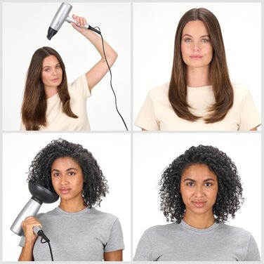 Фен для волосся BaByliss Cosmos D580DE з дифузором, 2100 Вт, іонізація, 3 температурних та 2 режими обдуву, сріблястий (Satined Cosmic Grey)