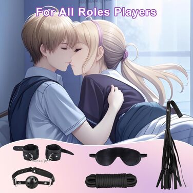 Набір для БДСМ з шкіри, 17 предметів: наручники, маска для очей, мотузки, для дорослих пар