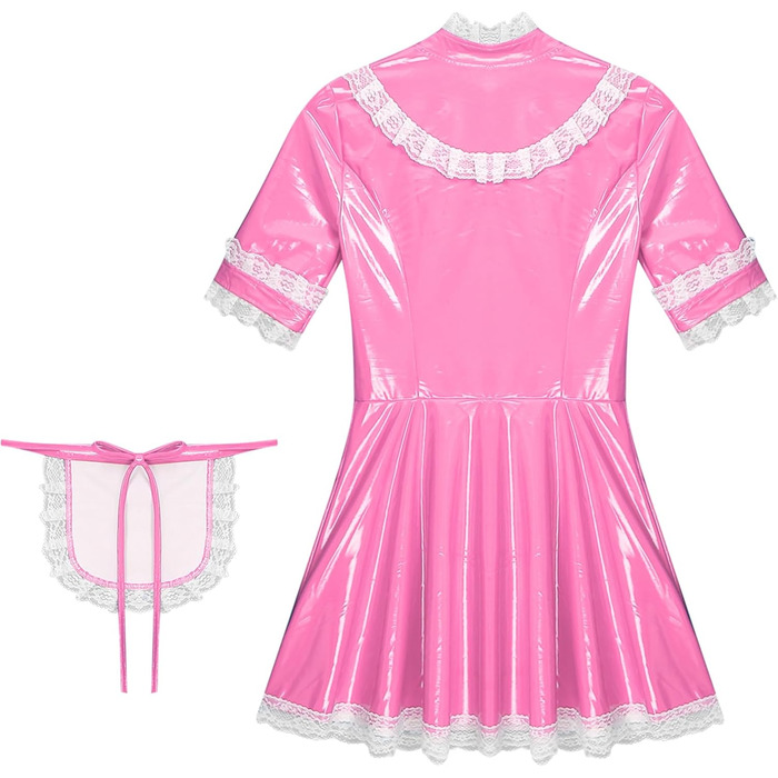 Костюм покоївки Freebily з лакованої шкіри, рожевий, для карнавалу/Хелловіну, розмір XXL