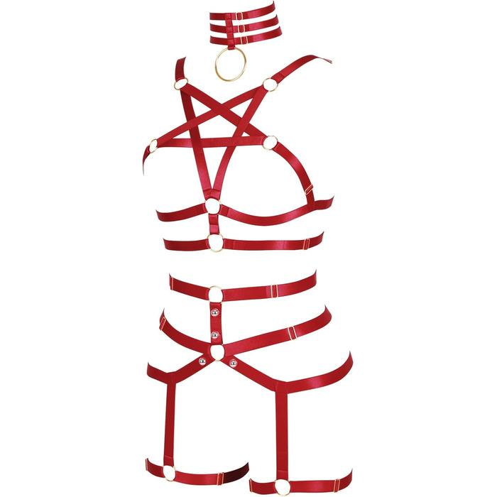 Жіночий корсет-нагрудник PETMHS у стилі панк, повна сітка, стрінги, спідниця-стрінг, набір, Харадзюку, готичний, фестивальний, рейв-стиль (Бордовий)